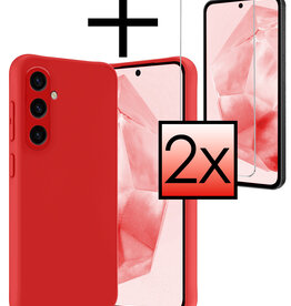 NoXx NoXx Samsung Galaxy A35 Hoesje Siliconen Met 2x Screenprotector - Rood