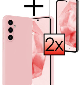 NoXx NoXx Samsung Galaxy A35 Hoesje Siliconen Met 2x Screenprotector - Lichtroze
