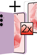 NoXx Hoes Geschikt voor Samsung A35 Hoesje Cover Siliconen Back Case Hoes Met 2x Screenprotector - Lila