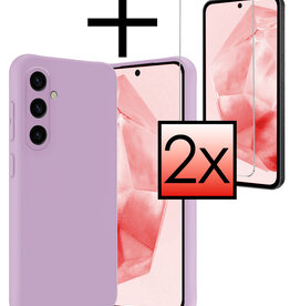 NoXx NoXx Samsung Galaxy A35 Hoesje Siliconen Met 2x Screenprotector - Lila