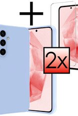 NoXx Hoes Geschikt voor Samsung A35 Hoesje Cover Siliconen Back Case Hoes Met 2x Screenprotector - Lichtblauw