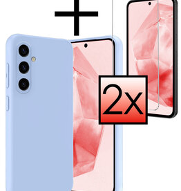 NoXx NoXx Samsung Galaxy A35 Hoesje Siliconen Met 2x Screenprotector - Lichtblauw