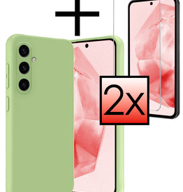 NoXx NoXx Samsung Galaxy A35 Hoesje Siliconen Met 2x Screenprotector - Groen