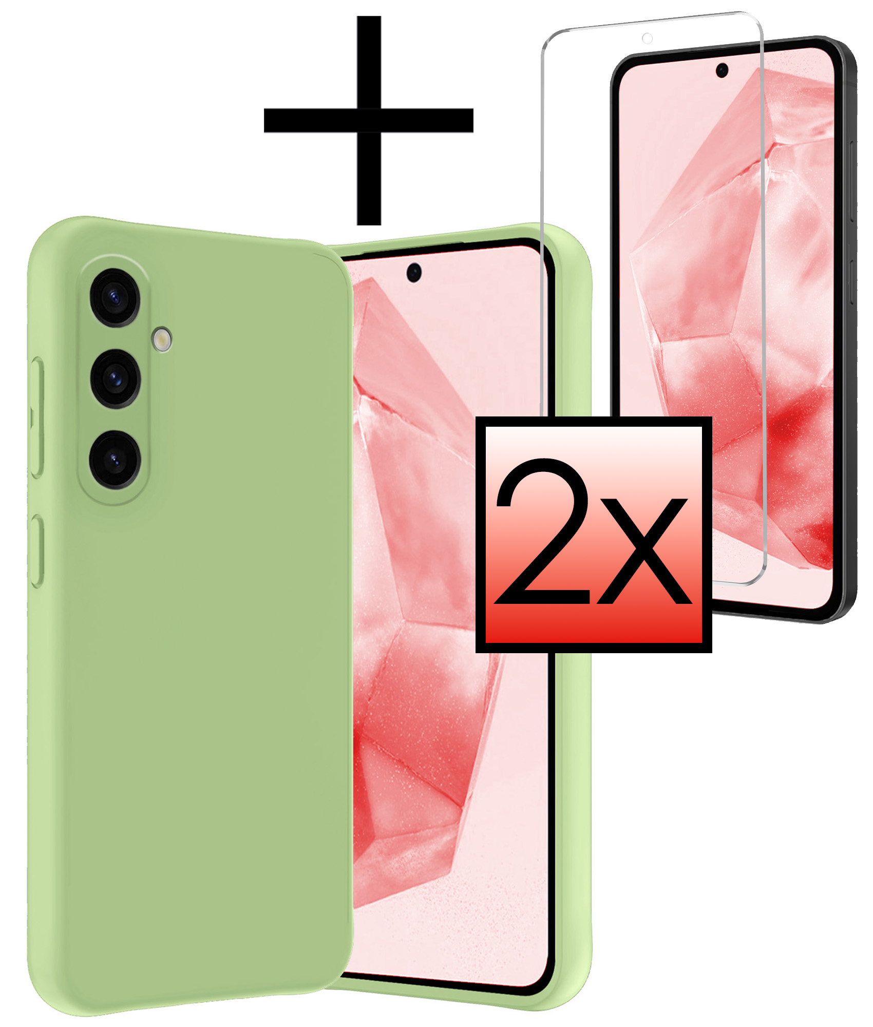 NoXx Hoes Geschikt voor Samsung A35 Hoesje Cover Siliconen Back Case Hoes Met 2x Screenprotector - Groen