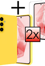NoXx Hoes Geschikt voor Samsung A35 Hoesje Cover Siliconen Back Case Hoes Met 2x Screenprotector - Geel