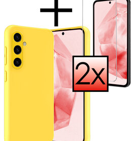 NoXx NoXx Samsung Galaxy A35 Hoesje Siliconen Met 2x Screenprotector - Geel