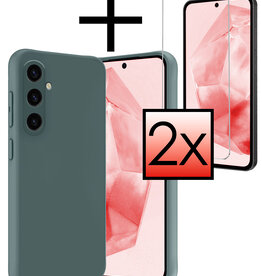 NoXx NoXx Samsung Galaxy A35 Hoesje Siliconen Met 2x Screenprotector - Donkergroen