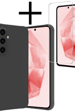 NoXx Hoes Geschikt voor Samsung A35 Hoesje Cover Siliconen Back Case Hoes Met Screenprotector - Zwart