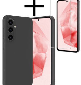 NoXx NoXx Samsung Galaxy A35 Hoesje Siliconen Met Screenprotector - Zwart