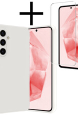 NoXx Hoes Geschikt voor Samsung A35 Hoesje Cover Siliconen Back Case Hoes Met Screenprotector - Wit