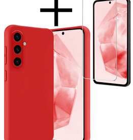 NoXx NoXx Samsung Galaxy A35 Hoesje Siliconen Met Screenprotector - Rood