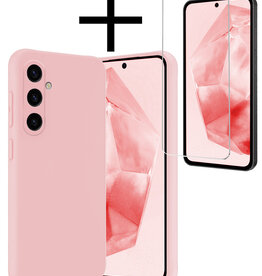 NoXx NoXx Samsung Galaxy A35 Hoesje Siliconen Met Screenprotector - Lichtroze