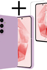 NoXx Hoes Geschikt voor Samsung A35 Hoesje Cover Siliconen Back Case Hoes Met Screenprotector - Lila