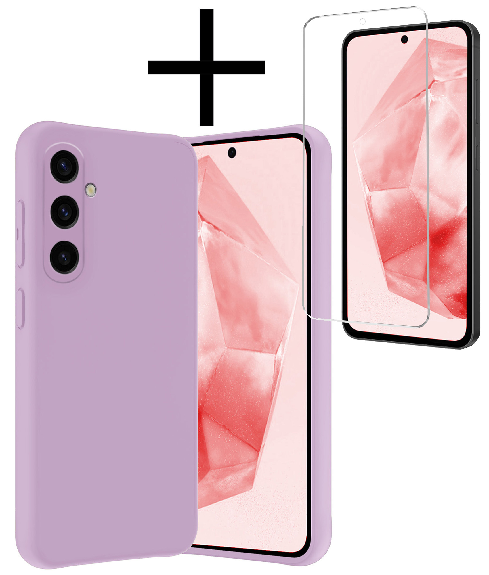 NoXx Hoes Geschikt voor Samsung A35 Hoesje Cover Siliconen Back Case Hoes Met Screenprotector - Lila