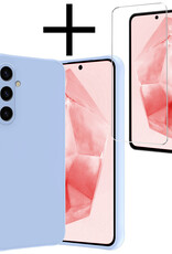 NoXx Hoes Geschikt voor Samsung A35 Hoesje Cover Siliconen Back Case Hoes Met Screenprotector - Lichtblauw