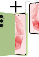 NoXx Hoes Geschikt voor Samsung A35 Hoesje Cover Siliconen Back Case Hoes Met Screenprotector - Groen