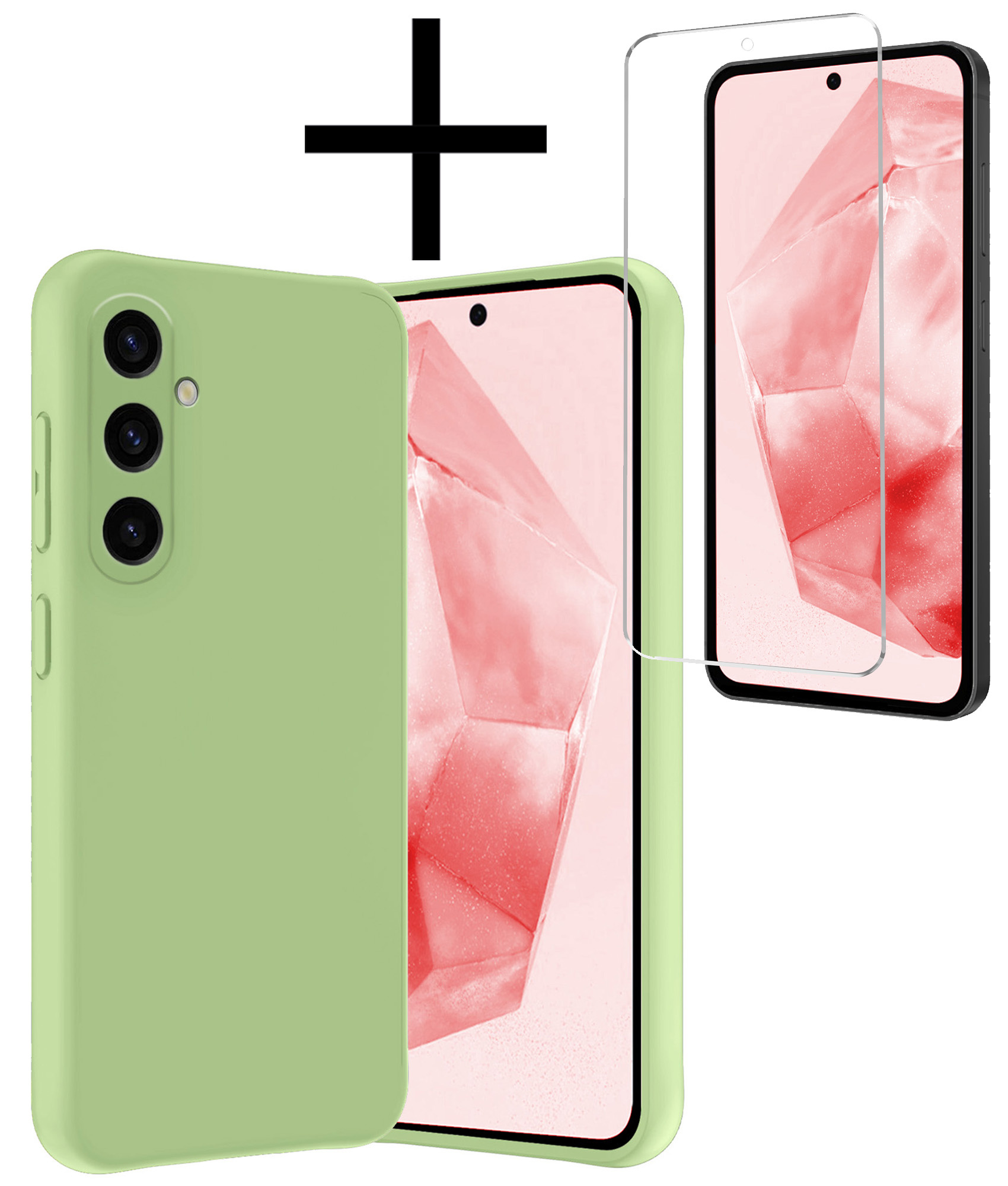 NoXx Hoes Geschikt voor Samsung A35 Hoesje Cover Siliconen Back Case Hoes Met Screenprotector - Groen