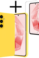 NoXx Hoes Geschikt voor Samsung A35 Hoesje Cover Siliconen Back Case Hoes Met Screenprotector - Geel