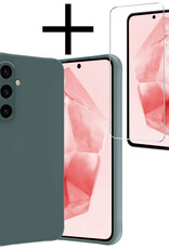 NoXx Hoes Geschikt voor Samsung A35 Hoesje Cover Siliconen Back Case Hoes Met Screenprotector - Donkergroen