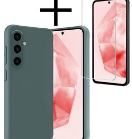 NoXx NoXx Samsung Galaxy A35 Hoesje Siliconen Met Screenprotector - Donkergroen