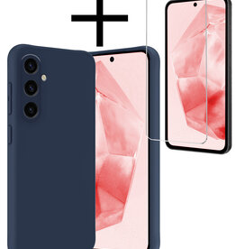 NoXx NoXx Samsung Galaxy A35 Hoesje Siliconen Met Screenprotector - Donkerblauw