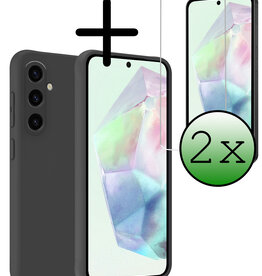 BASEY. BASEY. Samsung Galaxy A35 Hoesje Siliconen Met 2x Screenprotector - Zwart