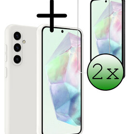 BASEY. BASEY. Samsung Galaxy A35 Hoesje Siliconen Met 2x Screenprotector - Wit