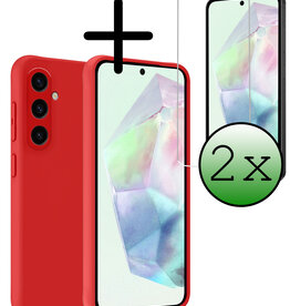 BASEY. BASEY. Samsung Galaxy A35 Hoesje Siliconen Met 2x Screenprotector - Rood