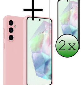 BASEY. BASEY. Samsung Galaxy A35 Hoesje Siliconen Met 2x Screenprotector - Lichtroze