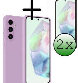 BASEY. BASEY. Samsung Galaxy A35 Hoesje Siliconen Met 2x Screenprotector - Lila