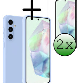 BASEY. BASEY. Samsung Galaxy A35 Hoesje Siliconen Met 2x Screenprotector - Lichtblauw