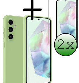 BASEY. BASEY. Samsung Galaxy A35 Hoesje Siliconen Met 2x Screenprotector - Groen