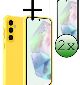 BASEY. BASEY. Samsung Galaxy A35 Hoesje Siliconen Met 2x Screenprotector - Geel