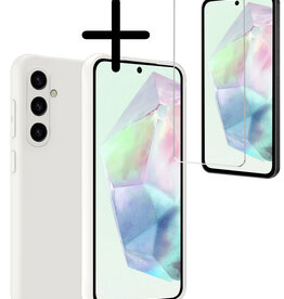 BASEY. BASEY. Samsung Galaxy A35 Hoesje Siliconen Met Screenprotector - Wit