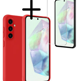 BASEY. BASEY. Samsung Galaxy A35 Hoesje Siliconen Met Screenprotector - Rood