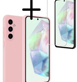 BASEY. BASEY. Samsung Galaxy A35 Hoesje Siliconen Met Screenprotector - Lichtroze