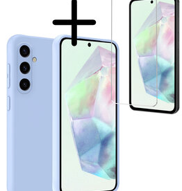 BASEY. BASEY. Samsung Galaxy A35 Hoesje Siliconen Met Screenprotector - Lichtblauw