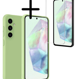 BASEY. BASEY. Samsung Galaxy A35 Hoesje Siliconen Met Screenprotector - Groen