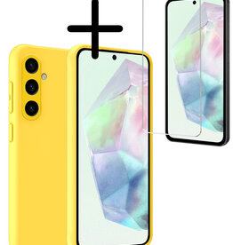 BASEY. BASEY. Samsung Galaxy A35 Hoesje Siliconen Met Screenprotector - Geel
