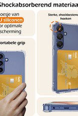 Nomfy Hoesje Geschikt voor Samsung A15 Hoesje Pasjeshouder Shockproof Pas Houder Met 2x Screenprotector - Hoesje Geschikt voor Samsung Galaxy A15 Hoes Met Kaarthouder - Transparant