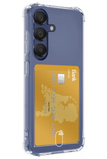 NoXx Hoes Geschikt voor Samsung A15 Hoesje Pasjeshouder Cover Shock Proof Case Siliconen Hoes Met Kaarthouder Met Screenprotector - Transparant