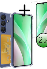 BASEY. Hoes Geschikt voor Samsung A15 Hoesje Shock Proof Case Hoes Met 2x Screenprotector - Hoesje Geschikt voor Samsung Galaxy A15 Hoes Cover Shockproof - Transparant