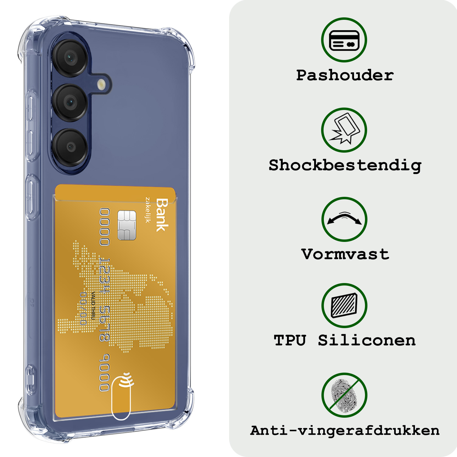 BASEY. Hoes Geschikt voor Samsung A15 Hoesje Shock Proof Case Hoes Met 2x Screenprotector - Hoesje Geschikt voor Samsung Galaxy A15 Hoes Cover Shockproof - Transparant