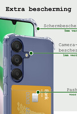 BASEY. Hoes Geschikt voor Samsung A15 Hoesje Shock Proof Case Hoes Met Screenprotector - Hoesje Geschikt voor Samsung Galaxy A15 Hoes Cover Shockproof - Transparant