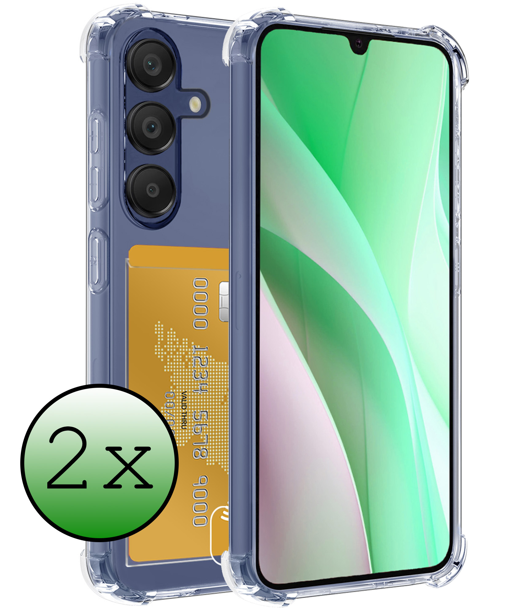 BASEY. Hoes Geschikt voor Samsung A15 Hoesje Shock Proof Case Hoes - Hoesje Geschikt voor Samsung Galaxy A15 Hoes Cover Shockproof - Transparant - 2 Stuks