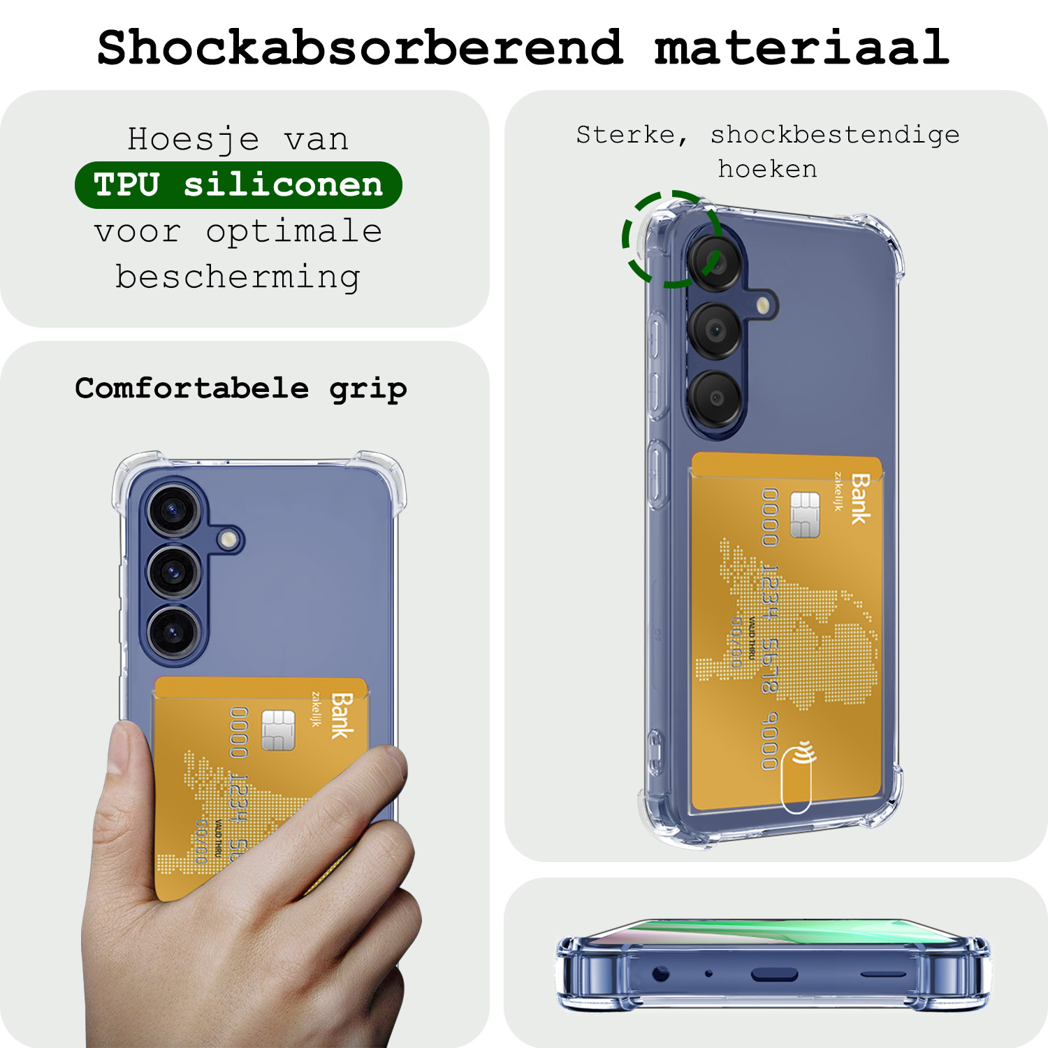 BASEY. Hoes Geschikt voor Samsung A15 Hoesje Shock Proof Case Hoes - Hoesje Geschikt voor Samsung Galaxy A15 Hoes Cover Shockproof - Transparant