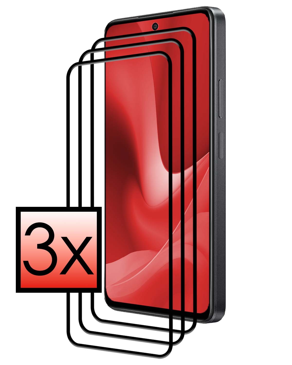 NoXx Screenprotector Geschikt voor OPPO A79 Screenprotector Tempered Glass Gehard Glas Full Cover - 3x