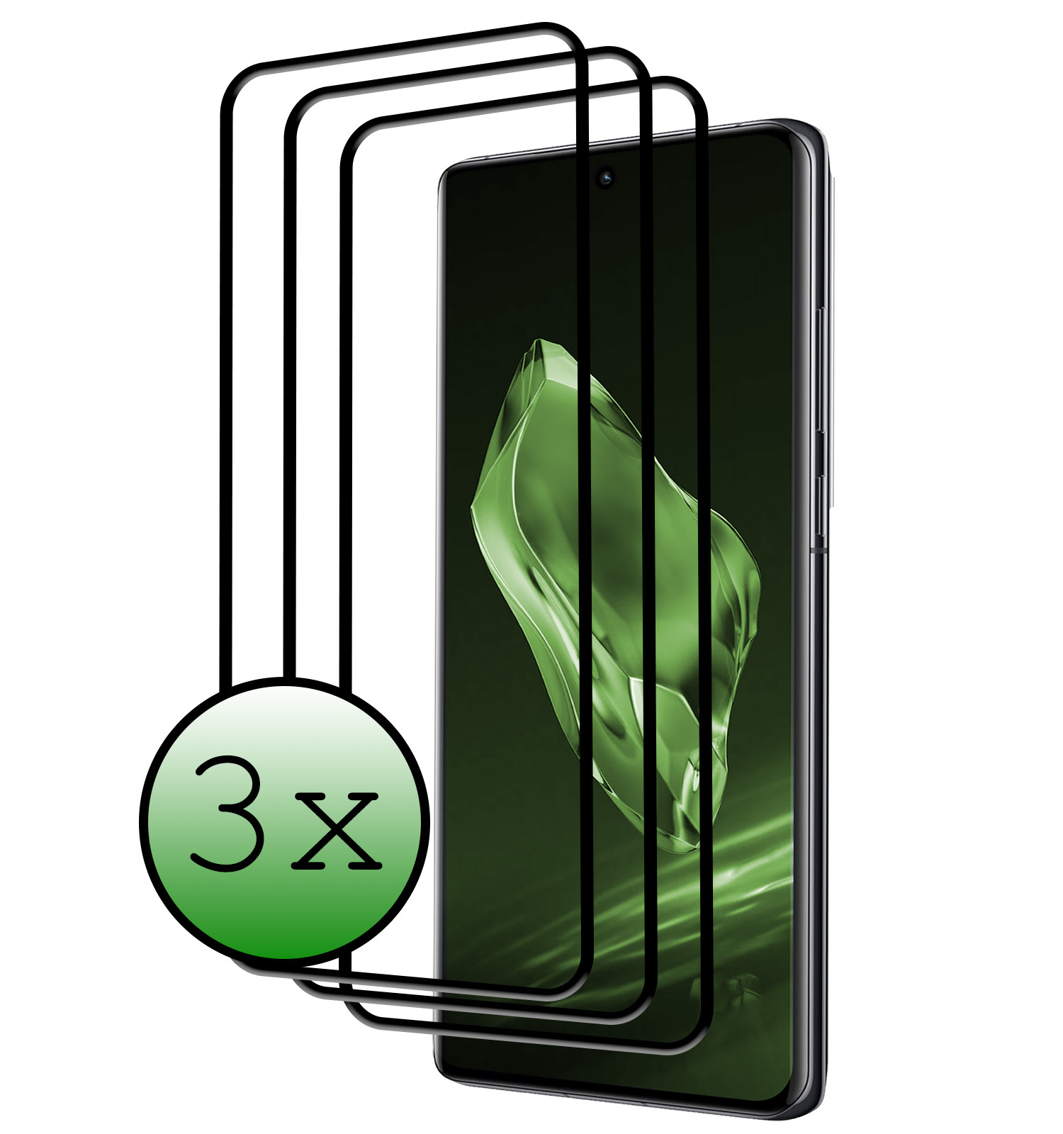 BASEY. Screenprotector Geschikt voor OnePlus 12 Screenprotector Beschermglas Full Cover - Screenprotector Geschikt voor OnePlus 12 Screen Protector Full Cover - 3 Stuks