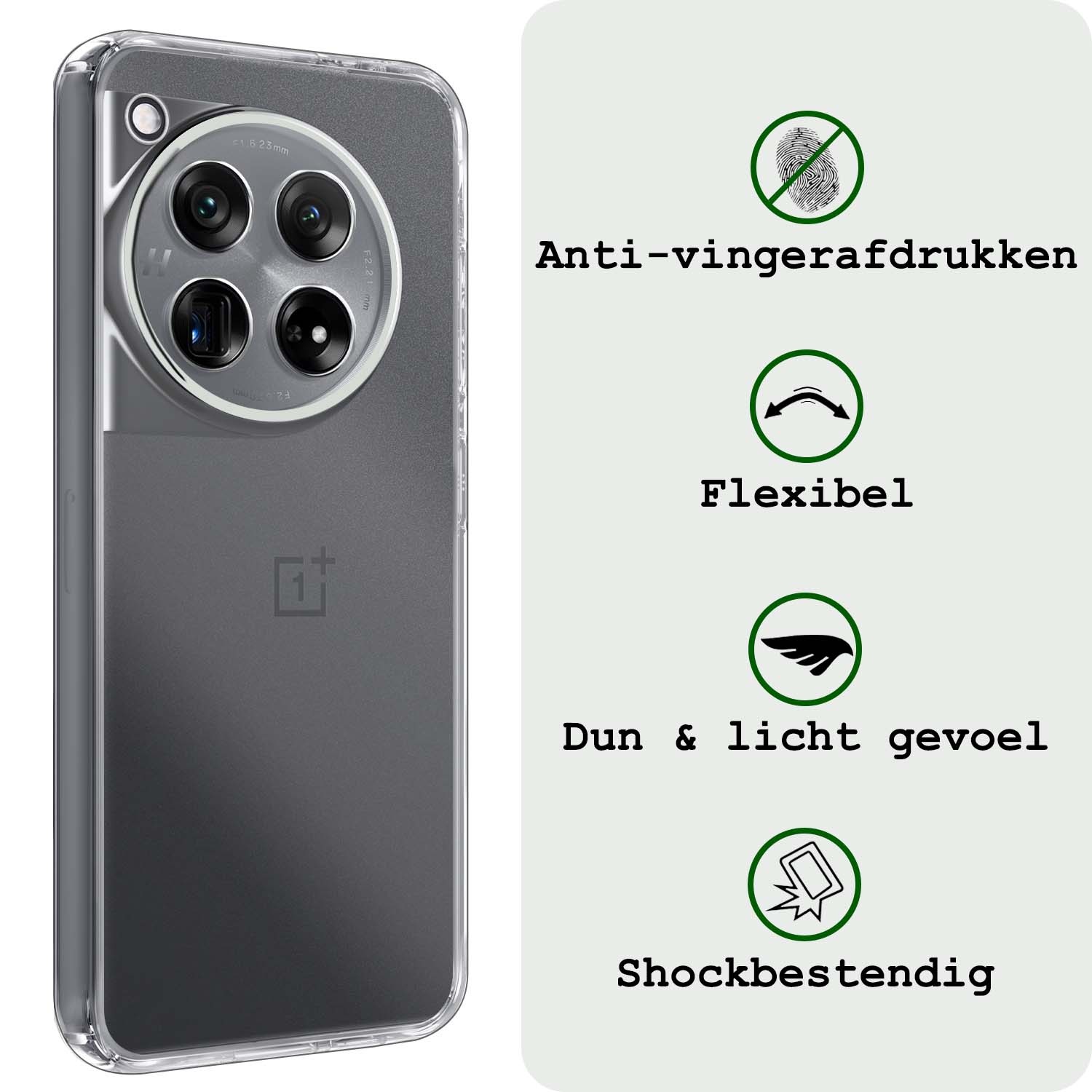 BASEY. Hoes Geschikt voor OnePlus 12 Hoesje Siliconen Back Cover Case - Hoesje Geschikt voor OnePlus 12 Hoes Cover Hoesje - Transparant