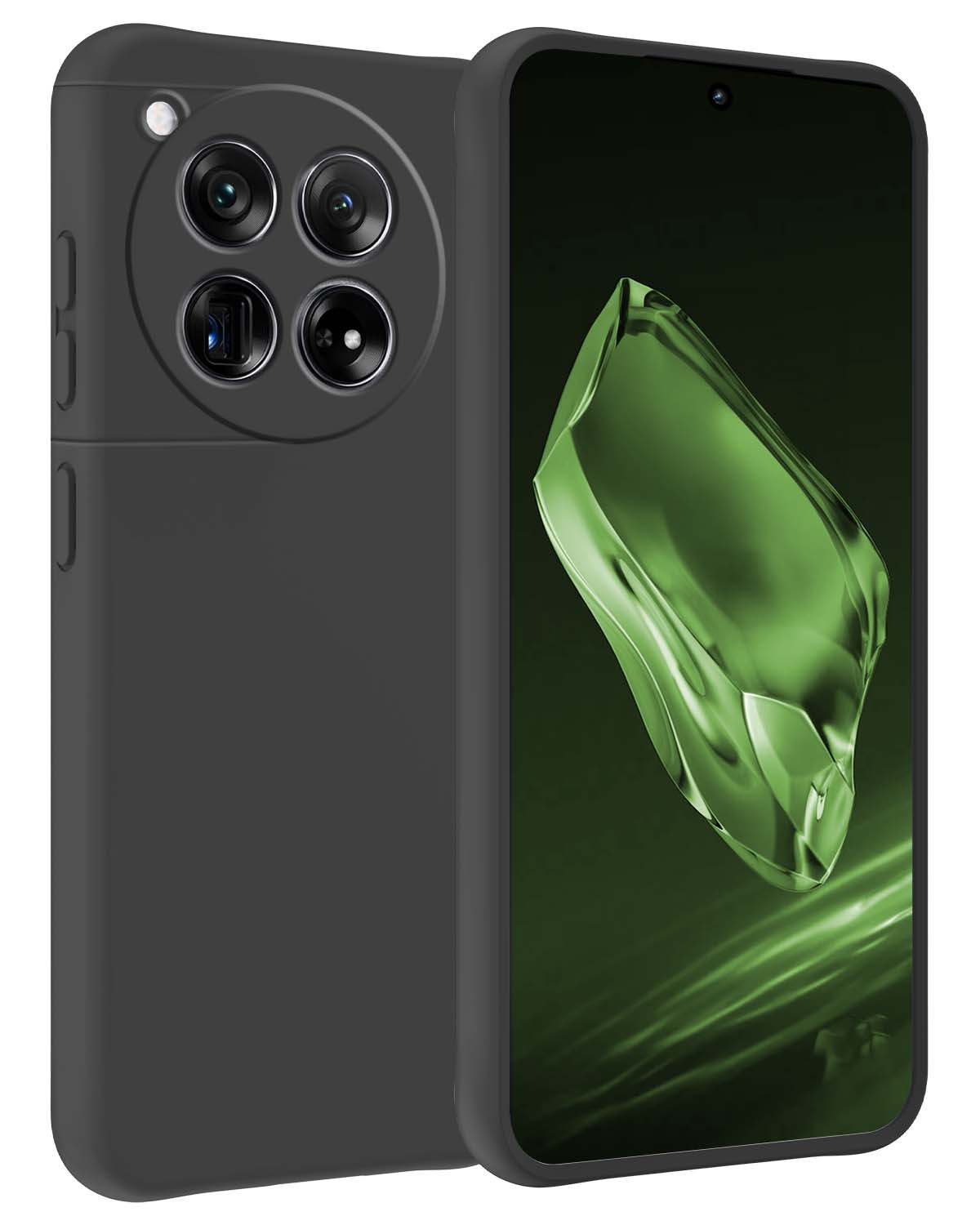 BASEY. Hoes Geschikt voor OnePlus 12 Hoesje Siliconen Back Cover Case - Hoesje Geschikt voor OnePlus 12 Hoes Cover Hoesje - Zwart